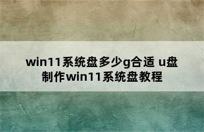 win11系统盘多少g合适 u盘制作win11系统盘教程